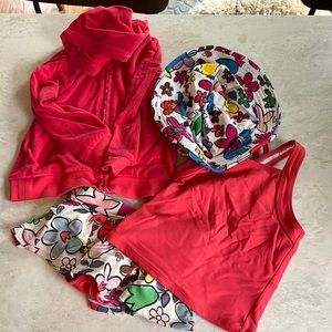 Hanna Andersson swim suite, cover up and swim hat